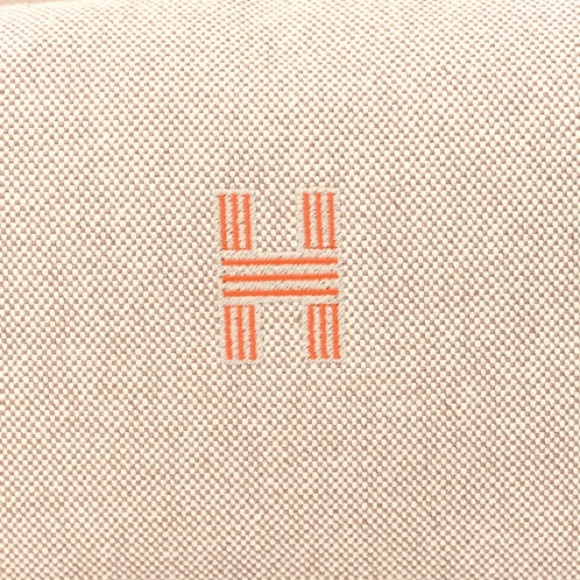 New HERMES Canvas Large Bride-A-Brac Pouch Case Natural Orange - Picture 10 of 11